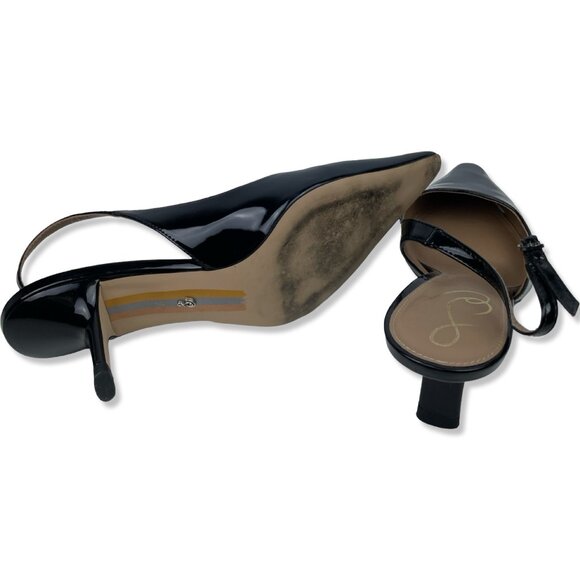 Sam Edelman Bianka Black Patent Slingback Kitten Heels (Sz 7) - Picture 9 of 11